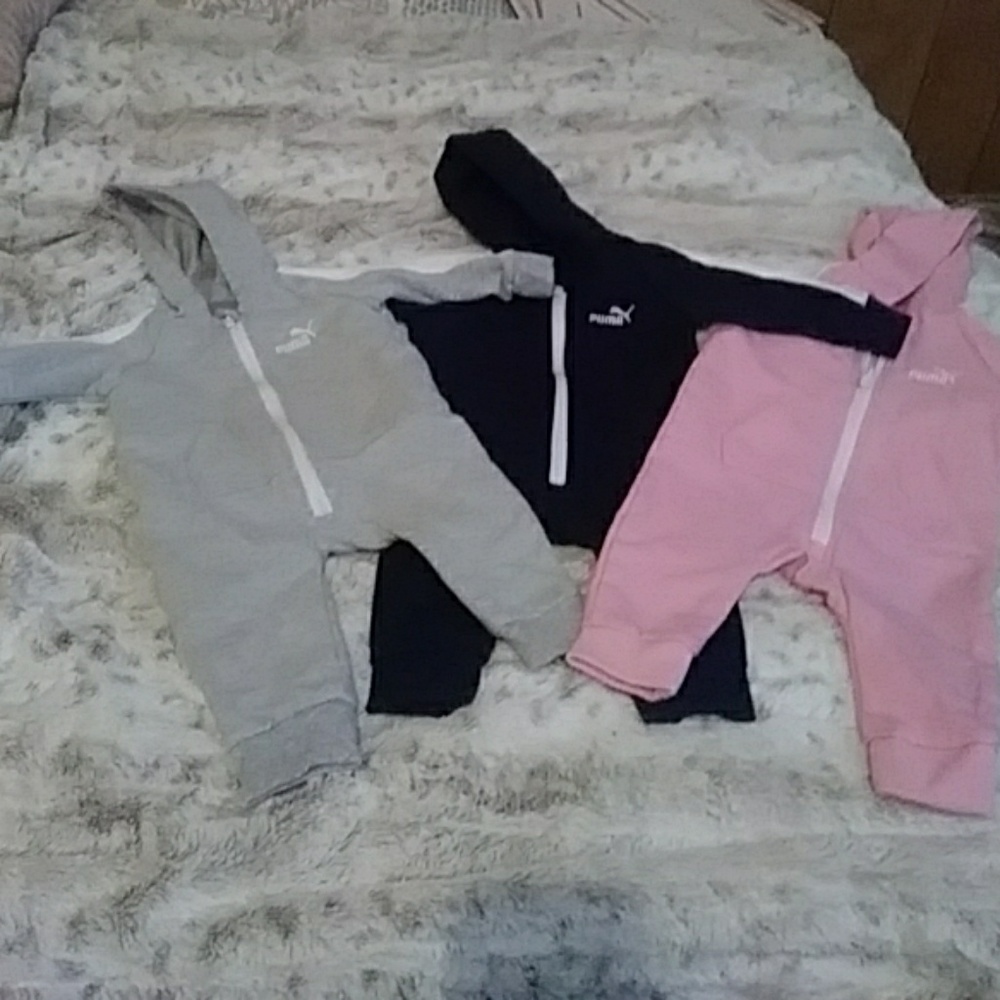 3 puma onesis pink, gray and navy blue